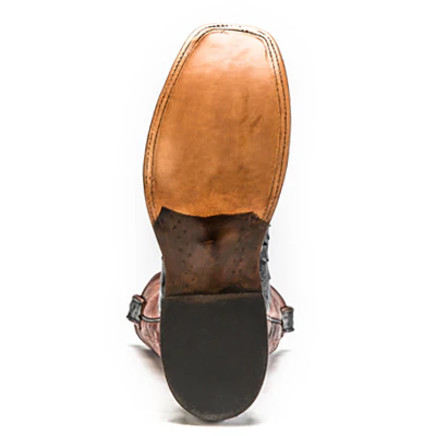 Men's Rios of Mercedes Black Full Quill Ostrich with 13" Brown Waxy Calf Tops - R9021 - Image 3